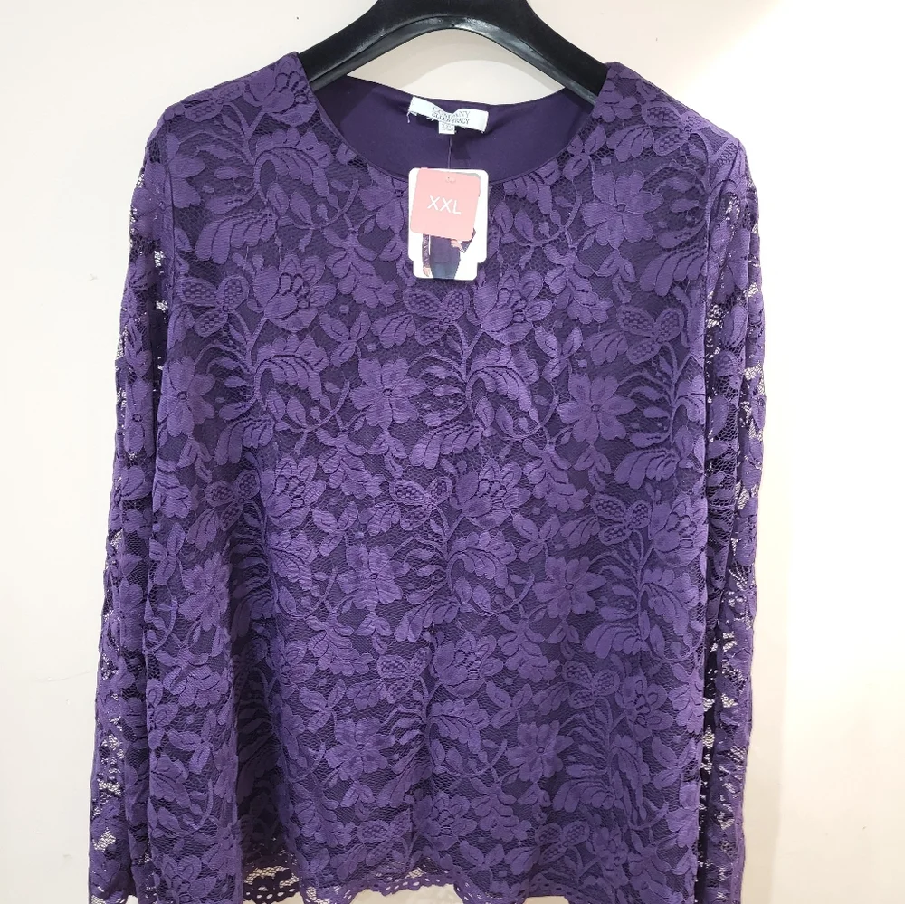 Women's elegant blouse 👚 Company ELLEN TRACY size XXL color: Violet - Picture 1 of 7